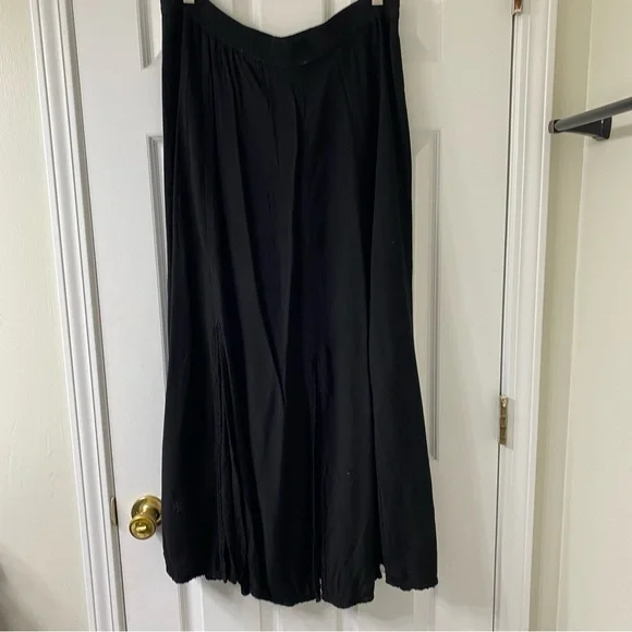 Vintage Split Hem Black Boho Hippie Stevie Nicks Style Maxi Skirt L XL - Picture 2 of 11